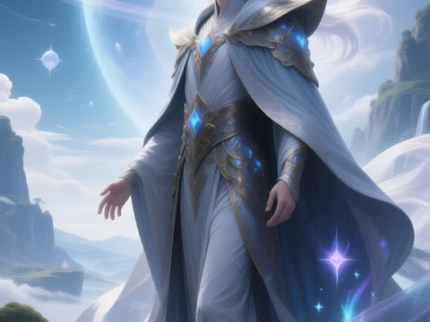 Ethereal Sorcerer in a Mystical Fantasy Realm