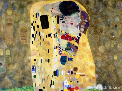 Ethereal Woman in Gustav Klimt Style