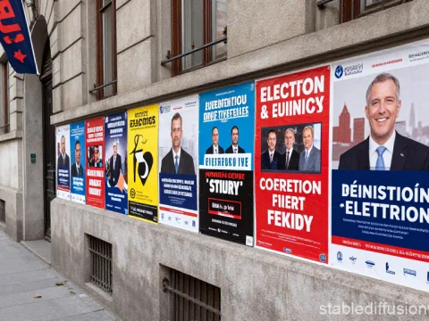 European Election Posters on City Street Wall