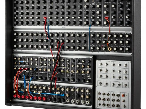Eurorack Synthesizer Modular Rig with Patch Cables