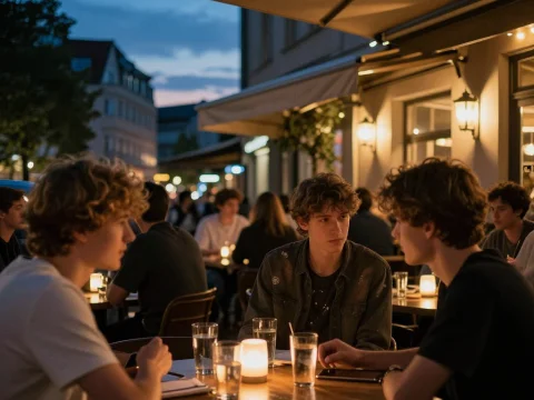 Evening Gathering at a Cozy Berlin Outdoor Café