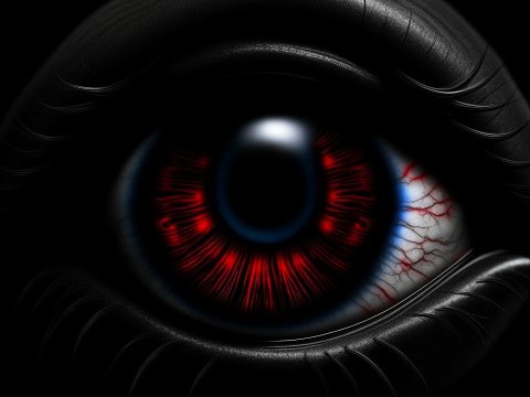 Evil Devil Eye with Intense Red Iris