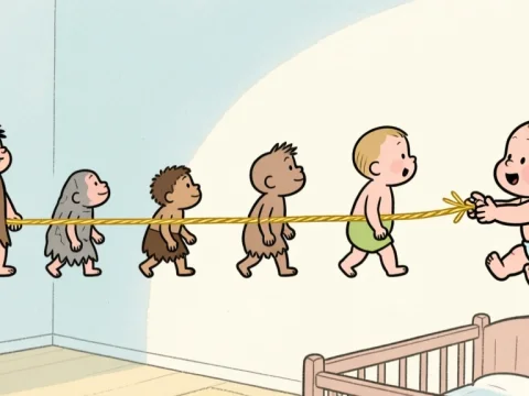 Evolution of Humans Connected by a Golden Thread