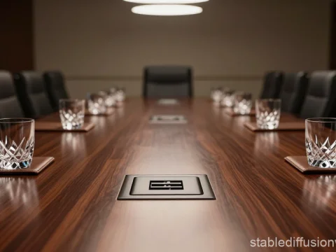 Executive Mahogany Conference Table with Glasses