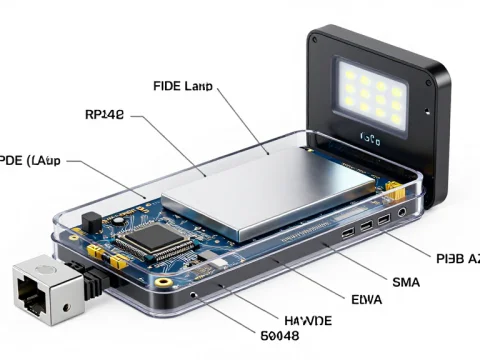 Exploded View of a Tech Gadget with Labeled Components