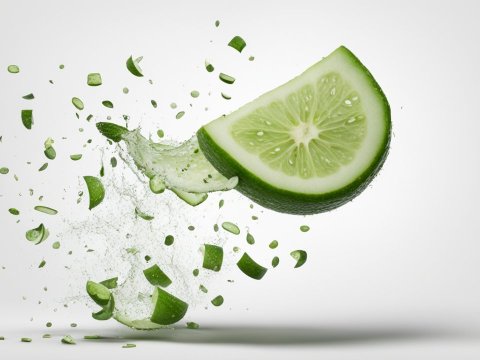 Exploding Fresh Cucumber Slice with Water Splash