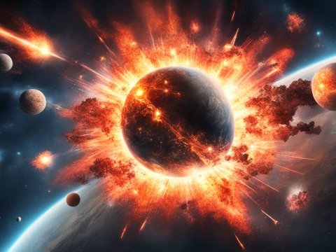 Exploding Planet Amidst Cosmic Chaos