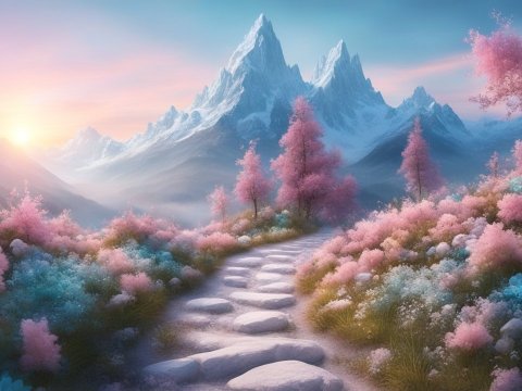Fairy Tale Mountain Path at Sunrise