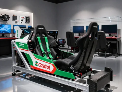 Fanatec Racing Simulator Cockpit with Castrol Branding
