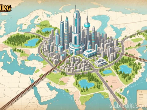 Fantasy Mega City Map of Turairg