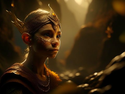 Fantasy Portrait of a Young Royal Elf in Mystical Forest