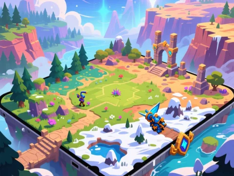 Fantasy RPG Battle Map on a Magical Tablet