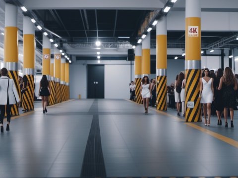 Fashion Models Walking in Modern Industrial Space