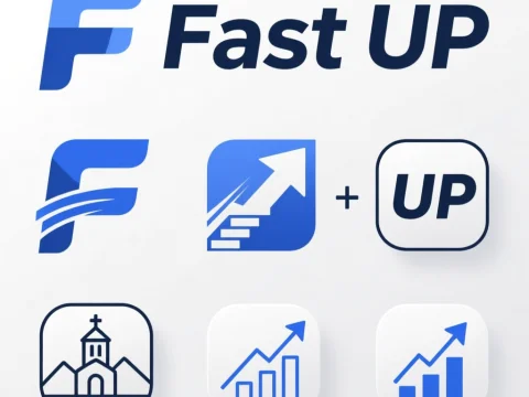 Fast UP Logo and Icon Set with Growth and Progress Symbols