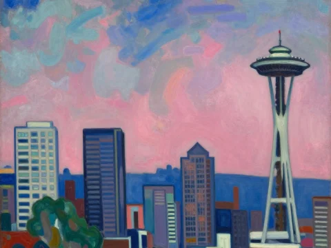 Fauvist Seattle Cityscape with Space Needle
