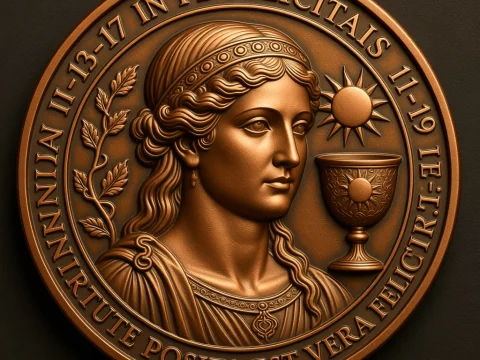 Felicitas Bronze Coin with Classical Female Portrait