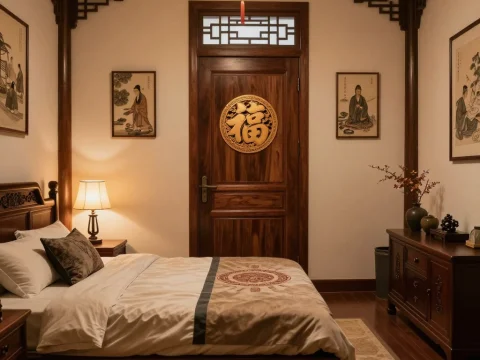 Feng Shui Inspired Traditional Bedroom Interior