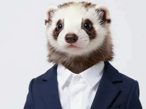 Ferret Fursona in Navy Suit