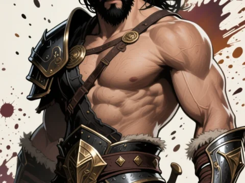 Fierce Ancient Warrior in Detailed Armor