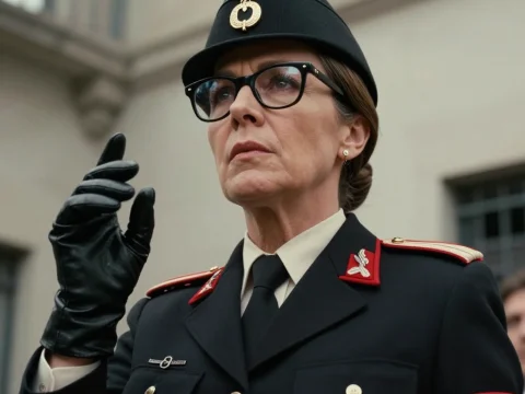 Fierce Female Prosecutor in Military Uniform