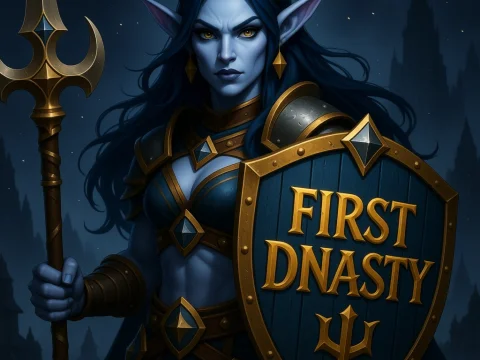 Fierce Night Elf Warrior with Shield and Spear