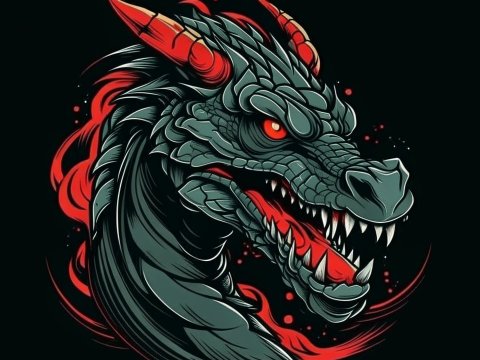 Fierce Red-Eyed Dragon Illustration