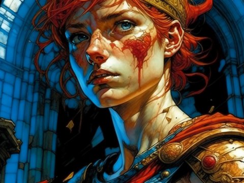 Fierce Roman Warrior Woman in Ancient Ruins