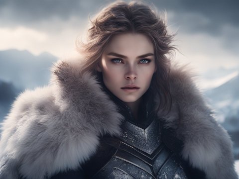 Fierce Warrior Woman in Winter Armor