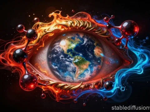 Fiery and Icy Eye with Earth as the Pupil