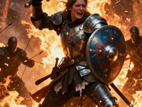 Fiery Battle with Armored Royal Guard Defending