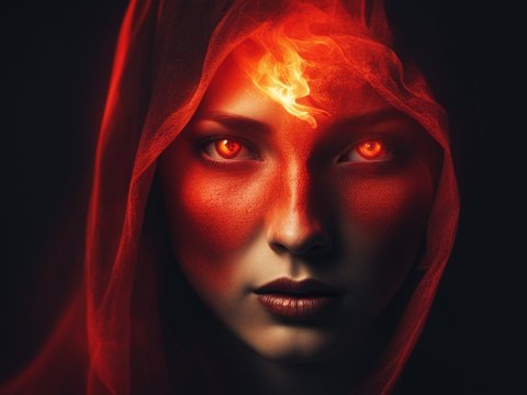 Fiery Gaze of the Hooded Mystic