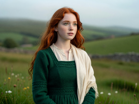 Fiery Irish Heritage Portrait of a Red-Haired Woman