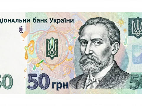 Fifty Hryvnia Ukrainian Banknote with Portrait