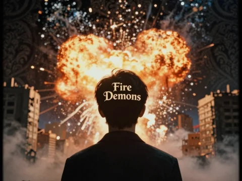 Fire Demons in Explosive Cityscape
