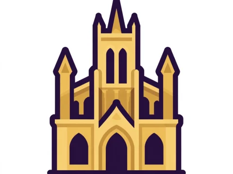 Flat Icon of Gothic Cathedral
