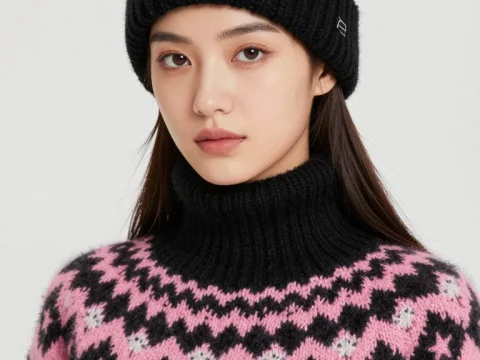 Flawless Woman in Cozy Winter Knitwear