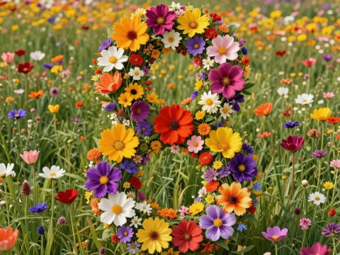 Floral Number Eight in Vibrant Flower Field