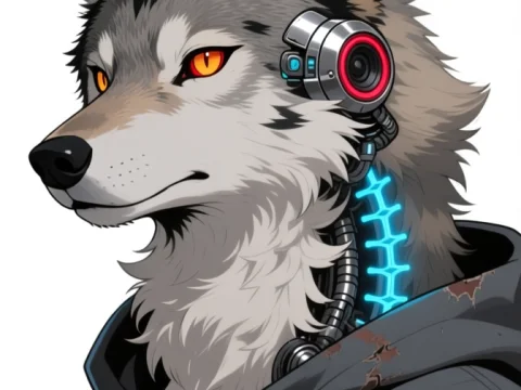 Fluffy Cybernetic Coyote Portrait
