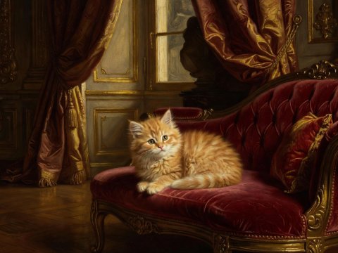 Fluffy Kitten in Empire Style Romanticism