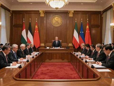 Formal International Meeting in Elegant Congress Hall