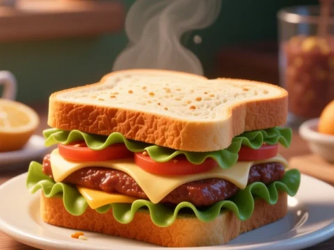 Fresh Hot Sandwich with Lettuce and Tomato