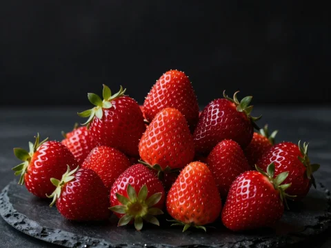 Fresh Strawberries on Dark Slate Plate