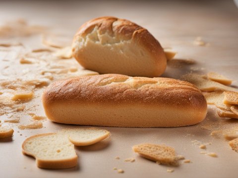 Freshly Baked Bread Loaves with Crumbs