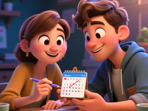 Friends Planning a Meet-Up with a Calendar