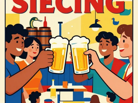 Friends Toasting with Beer at a Brewery