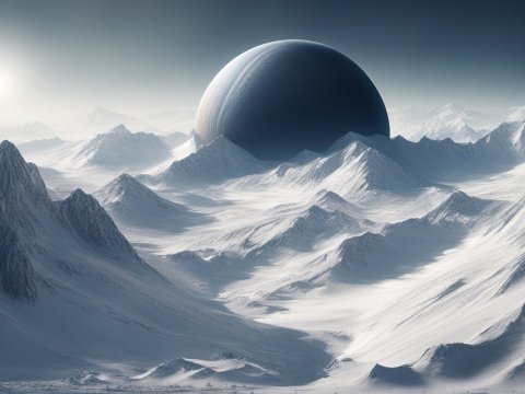 Frozen Mountain Landscape on an Alien Exoplanet