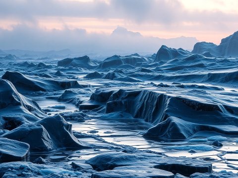 Frozen Rocky Landscape at Dawn