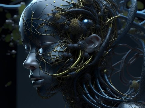 Futuristic AI Black Genetic Modification Portrait