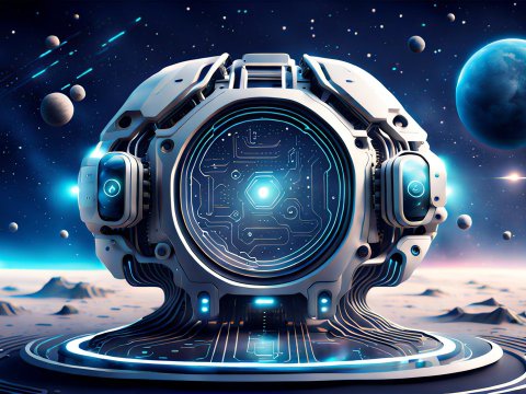 Futuristic AI Machine on an Alien Planet