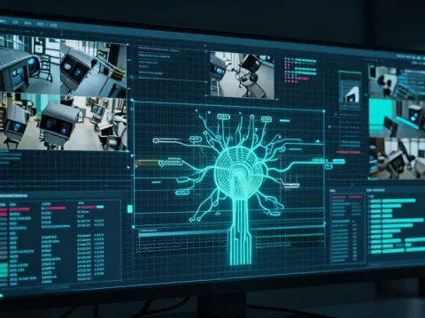 Futuristic AI Surveillance System Interface